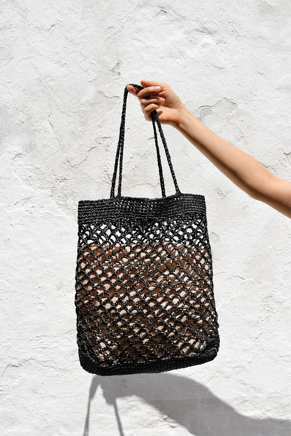 The Raffia Net Bag- Handmade in Greece- Black