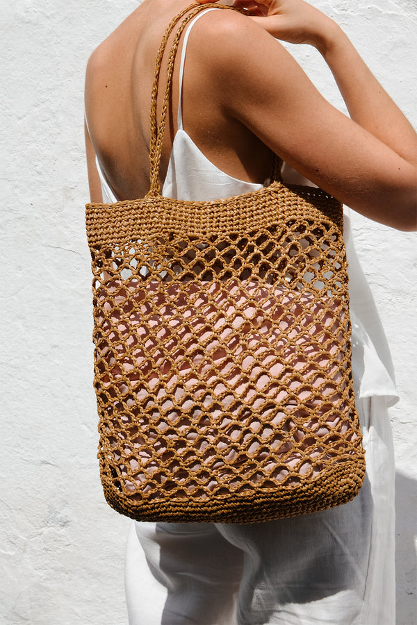 The Raffia Net Bag- Handmade in Greece- Tan