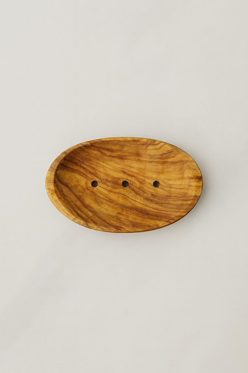 Greek Olive Wood Soap Dish 14cm
