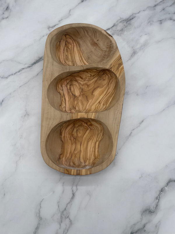 Greek Olive Wood Divided Dish