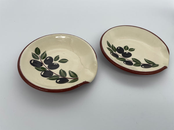 Handmade Ceramic Spoon Rest Olive 13cm