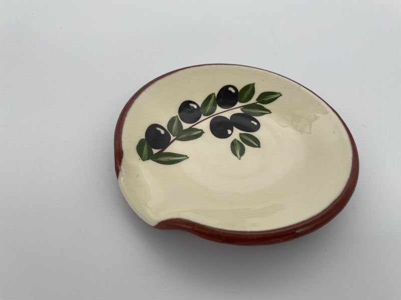 Handmade Ceramic Spoon Rest Olive 13cm