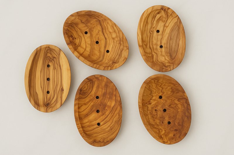 Greek Olive Wood Soap Dish 14cm