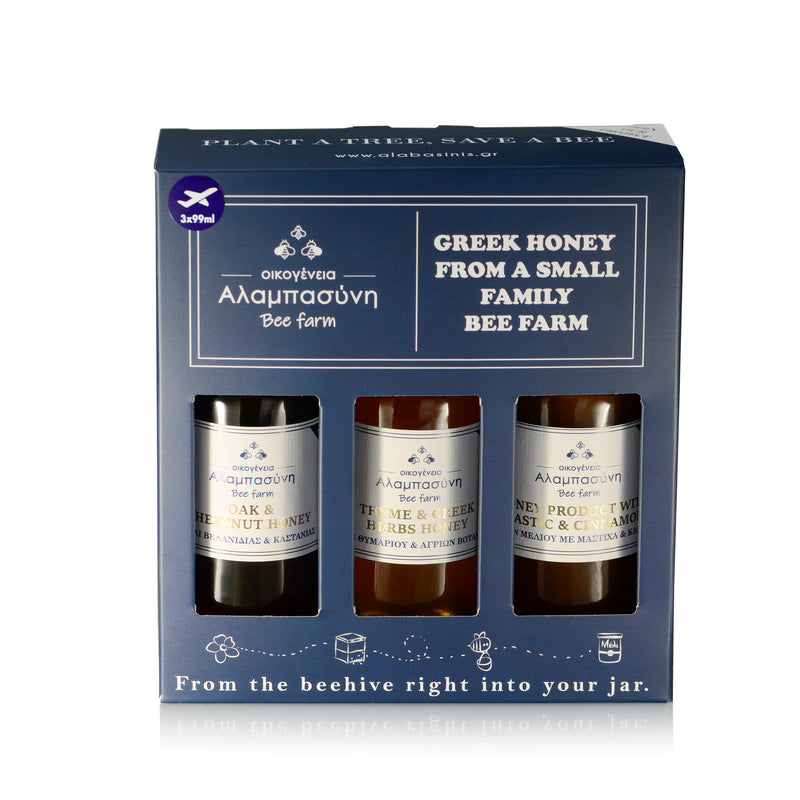 Thyme & Herbs, Oak & Chesnut, Honey with Mastic and Cinnamon Gift Pack 3 x 135g