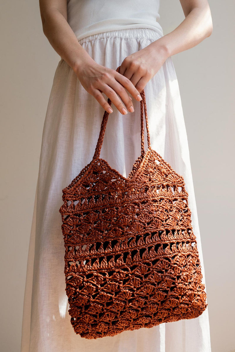 Anemone Tote- Handmade in Greece- Rust