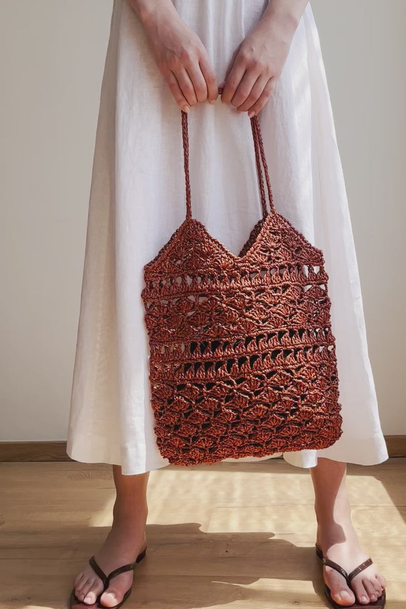 Anemone Tote- Handmade in Greece- Rust