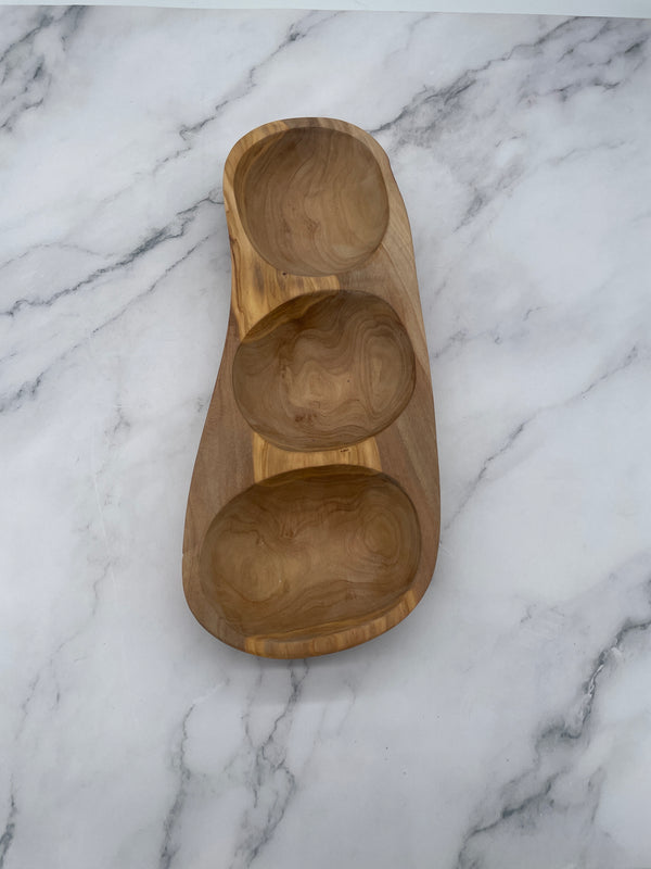 Greek Olive Wood Divided Dish
