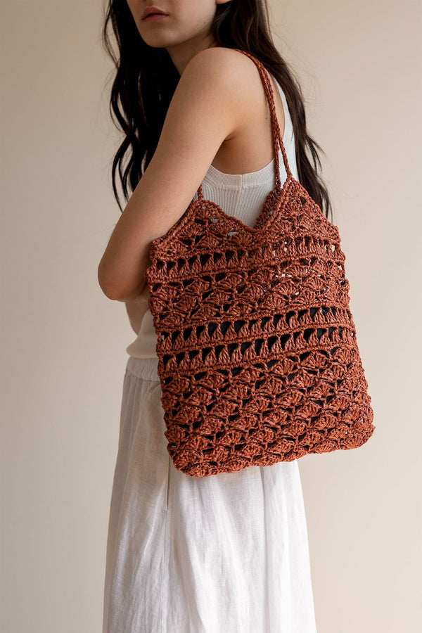 Anemone Tote- Handmade in Greece- Rust