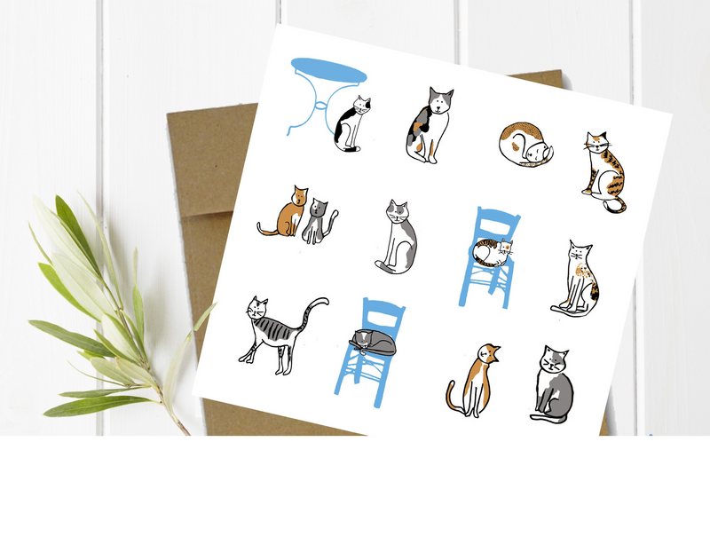 Greek Cats Greeting Card