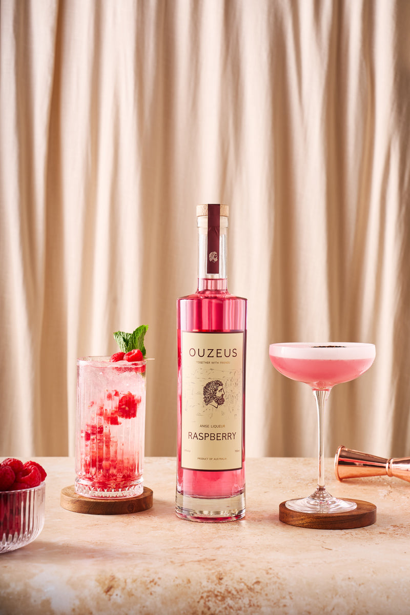 Ouzeus Anise Liqueur- Raspberry with Gift Box 700ML