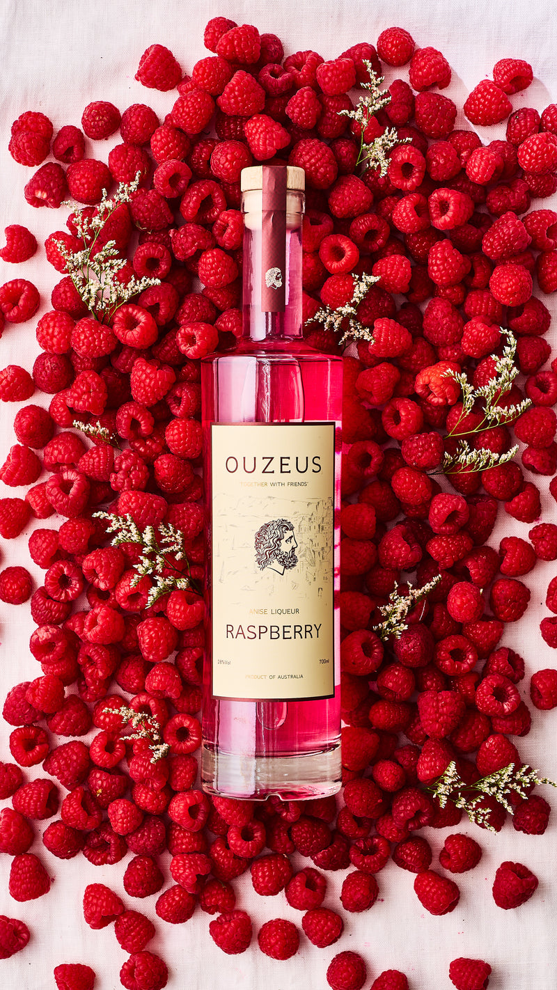 Ouzeus Anise Liqueur- Raspberry with Gift Box 700ML