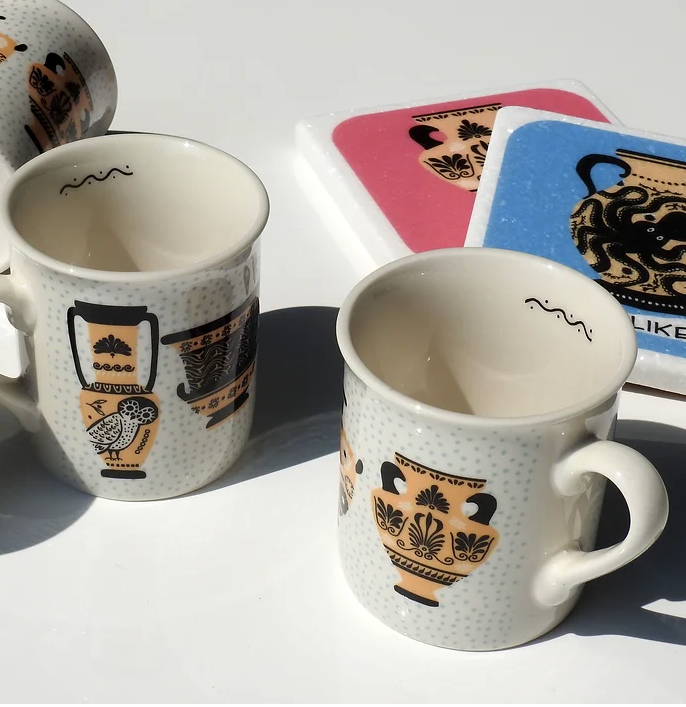 Greek Urns Printed Ceramic Espresso Cup