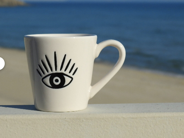 Greek Eye Mati Handmade Ceramic Espresso Cup