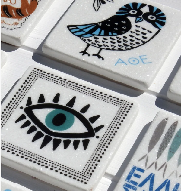 Greek Owl Marble Coaster