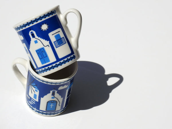 Cycladic Buildings Printed Ceramic Espresso Cup
