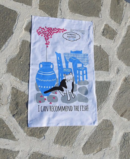 Taverna Cats 100% Cotton Tea Towel