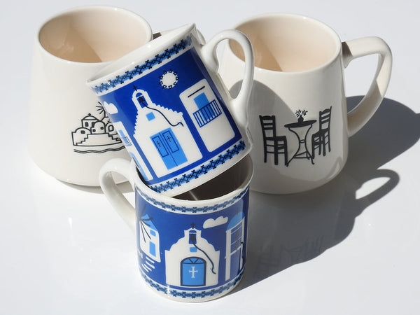 Cycladic Buildings Printed Ceramic Espresso Cup