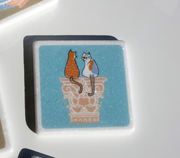 Greek Cats with Column Coaster