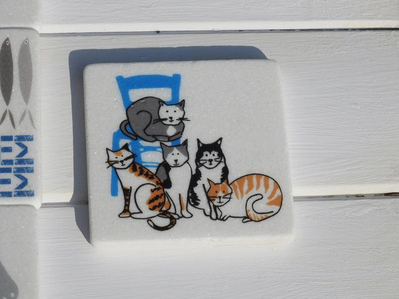 Taverna Cats Marble Coaster