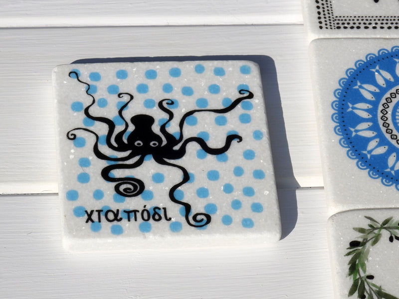 Greek Octopus Marble Trivet