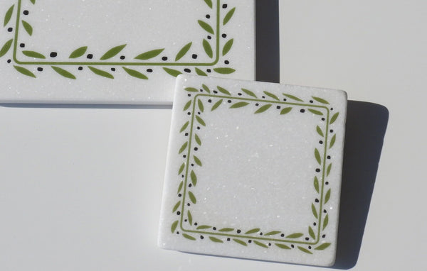 Olive Leaf Marble Coaster