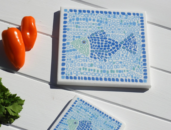 Mosaic Fish Marble Trivet