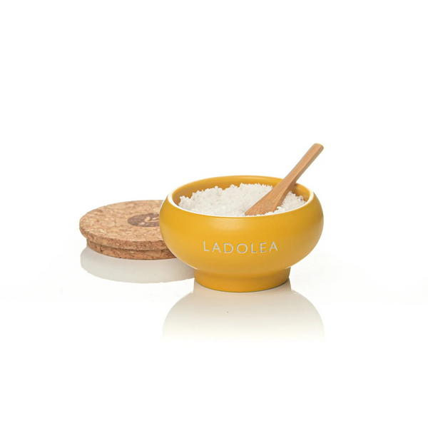 Fleur De Sel with Handmade Ceramic Jar with Wooden Spoon 100g