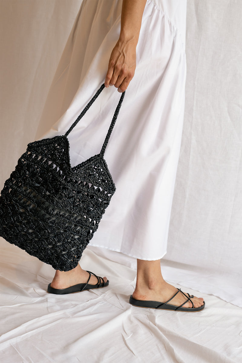 Anemone Tote- Handmade in Greece- Black