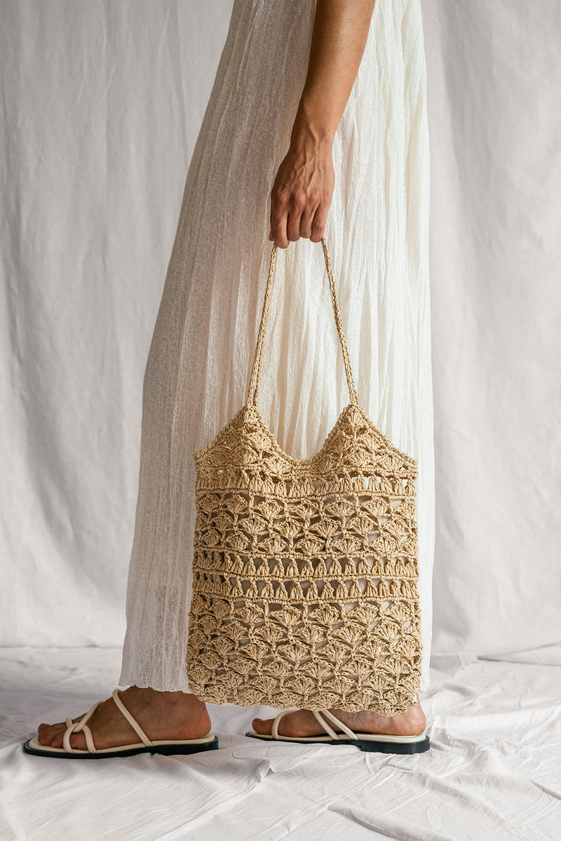 Anemone Tote- Handmade in Greece- Natural