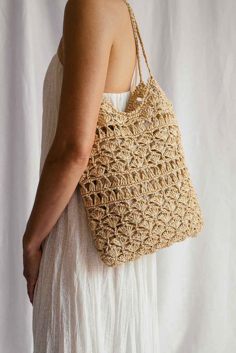 Anemone Tote- Handmade in Greece- Natural