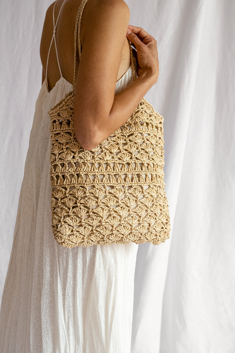 Anemone Tote- Handmade in Greece- Natural