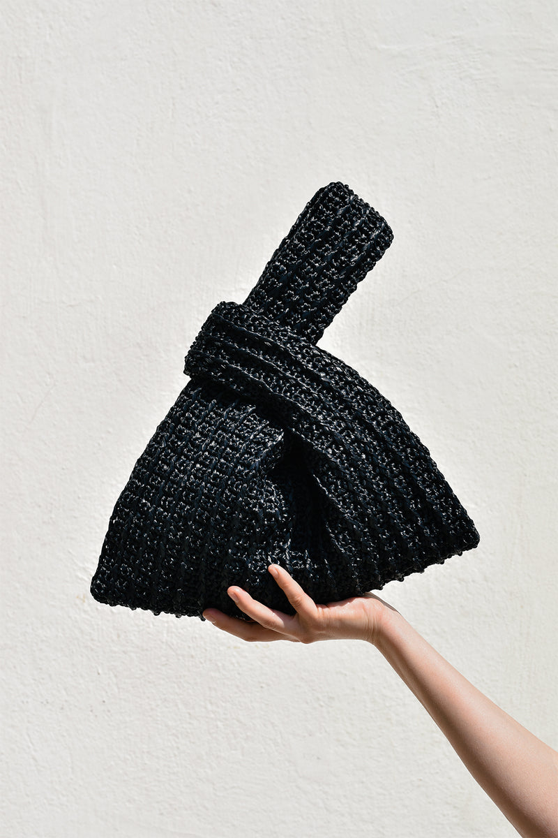 The Raffia Knot Bag- Handmade in Greece Black