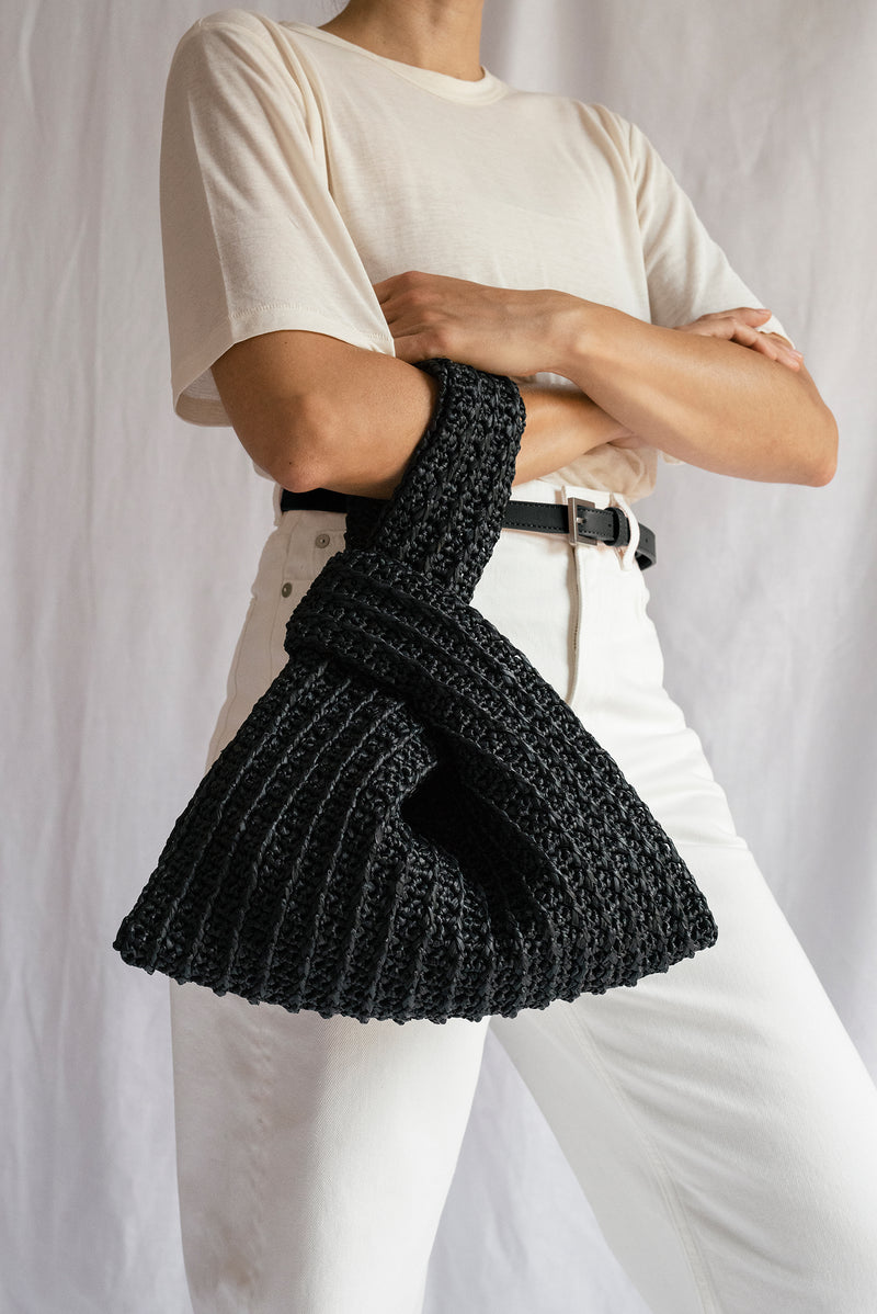The Raffia Knot Bag- Handmade in Greece Black
