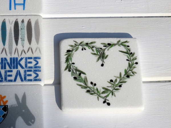 Olive Heart Marble Coaster