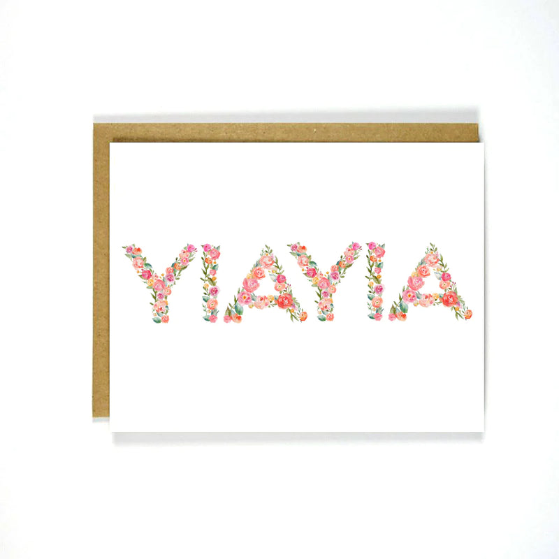Yiayia (Grandma) Greek Celebration Card Light Pink
